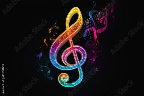 Musical Notes Background with Treble Clef Illustration     Elegant Design for Artistic Music Decoration and Composition in Light and Dark Tones