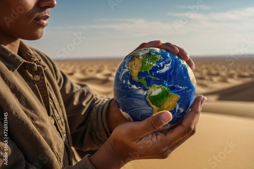 Earth-Caring Hands Embrace the Globe in a Global Harmony of Environmental Protection and Business Ecology