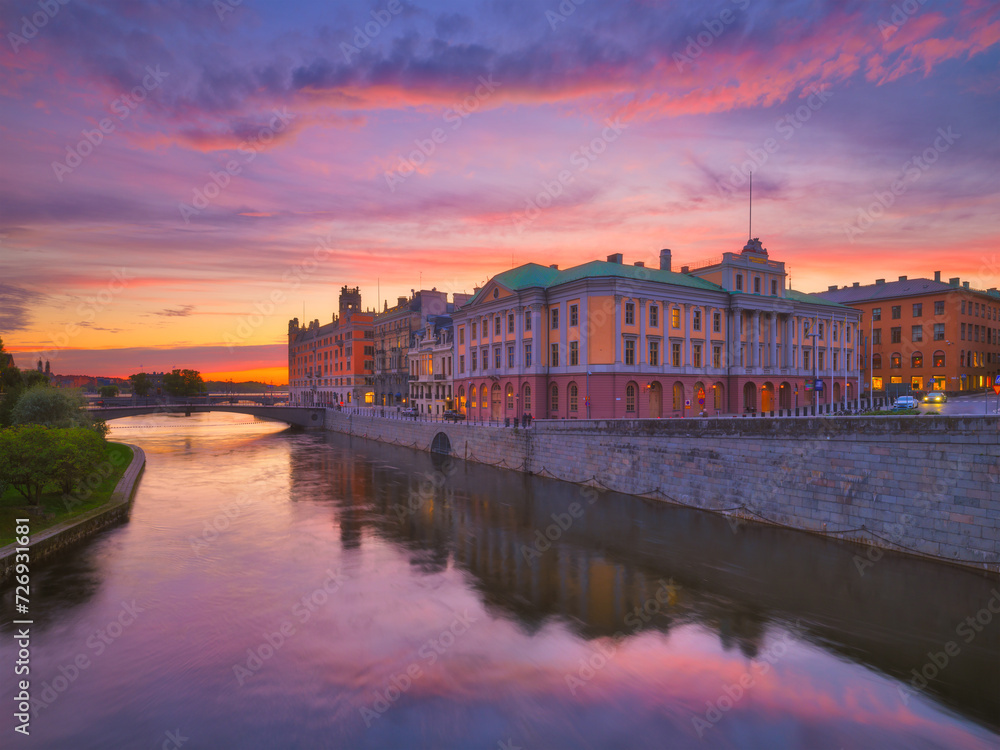 Stockholm, Sweden. The capital of Sweden. Cityscape during sunset. View of the old town in Stockholm. Large resolution photo for background and wallpaper.