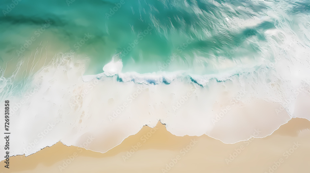 Aerial view of beautiful beach, simple, calm composition in clear blue Aerial view of beautiful beach, simple, calm composition in clear blue