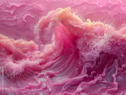 Wallpaper Mural A pink wave crashes in the foreground, while a blonde woman in a white dress stands on top of it. Torontodigital.ca