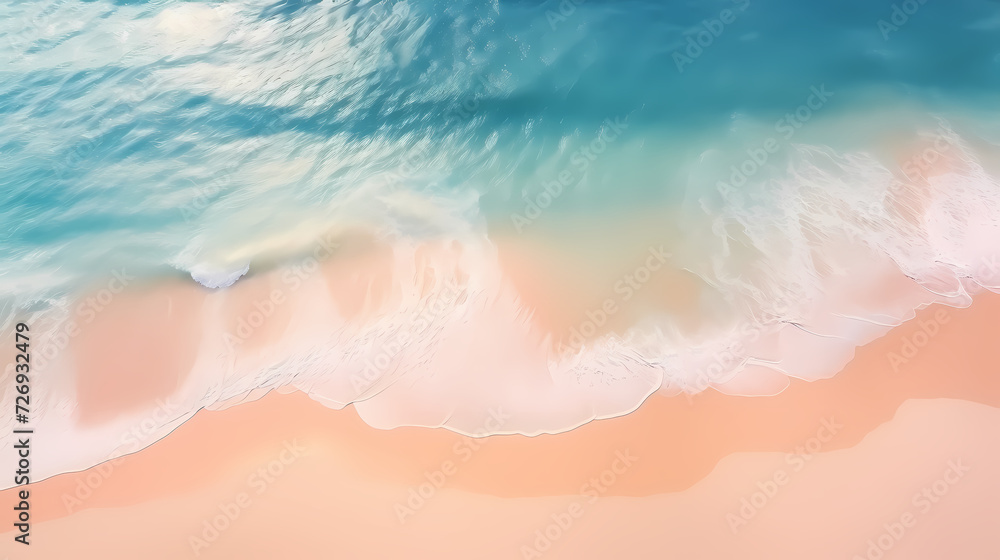 Fototapeta premium Aerial view of beautiful beach, simple, calm composition in clear blue
