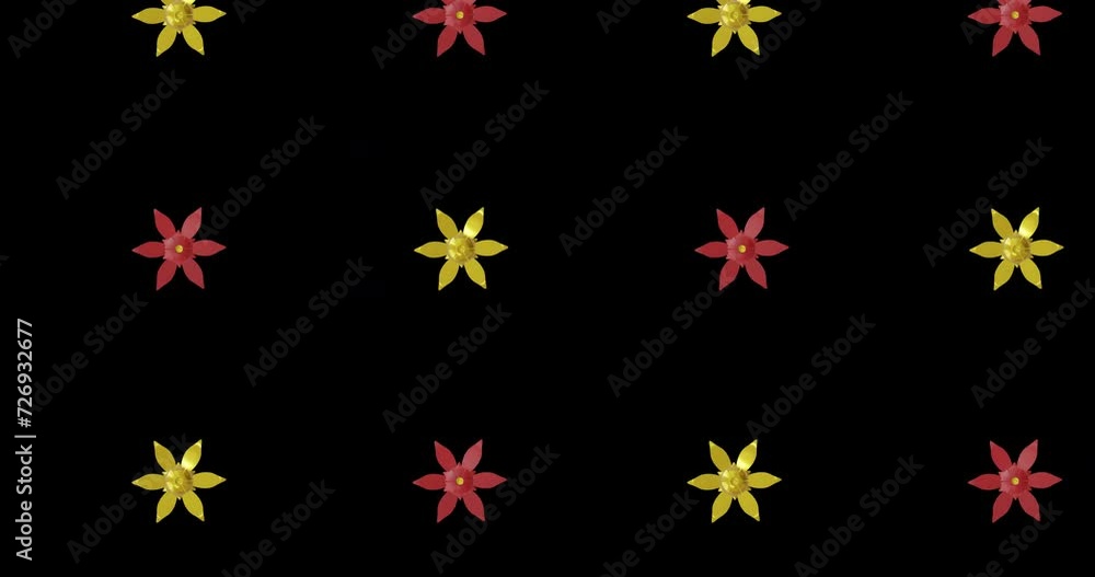 Animation of rows of chinese red and gold floral pattern on black background Animation of rows of chinese red and gold floral pattern on black background