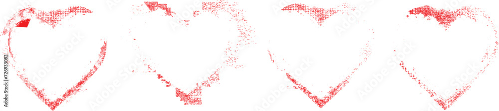 Glitch distorted heart shape . Minimal art design . Noise destroyed heart logo . Trendy defect error shapes . Glitched frame .Broken effect . Grunge texture . Distress effect .vector Glitch distorted heart shape . Minimal art design . Noise destroyed heart logo . Trendy defect error shapes . Glitched frame .Broken effect . Grunge texture . Distress effect .vector