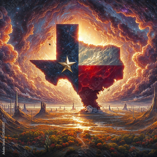 The great and unique State of Texas, Lone Star State, flag and emblem, United States of America, USA photo