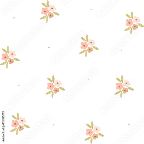 Cute Flower seamless pattern. Transparent background. flower illustration