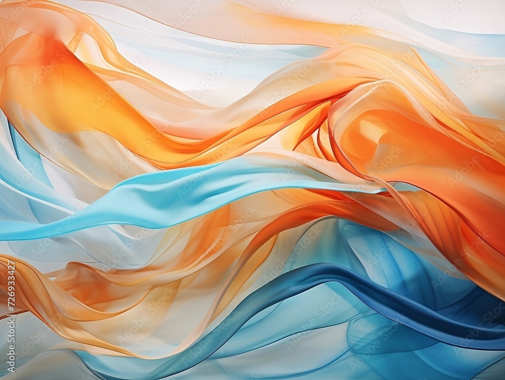 Abstract painting in cool colors with futuristic fabrics waves Abstract painting in cool colors with futuristic fabrics waves