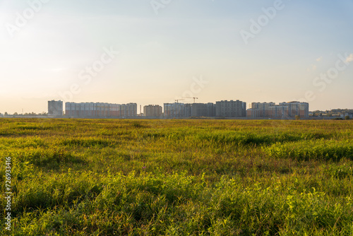 Sunset over the city. City Park