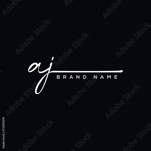 AJ letter beauty handwriting vector logo. 