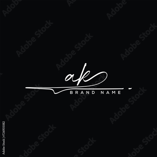 AK letter beauty handwriting vector logo. 
