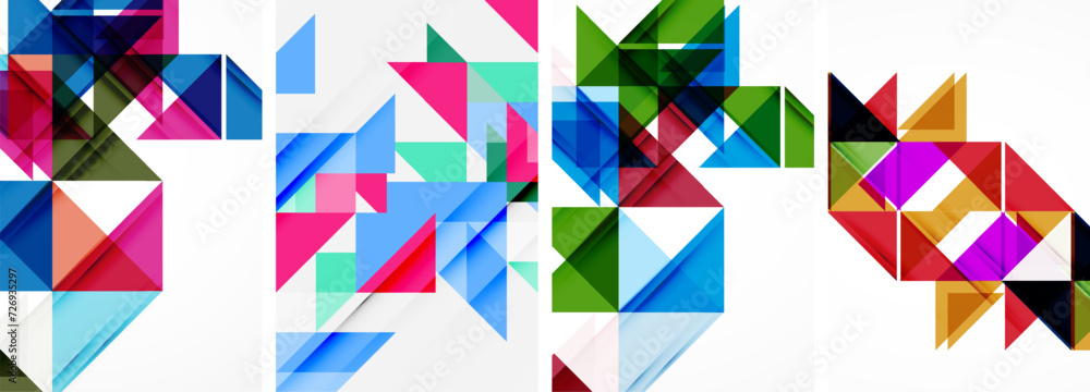 Triangle poster geometric background set Triangle poster geometric background set