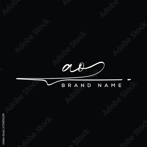 AO letter beauty handwriting vector logo. 