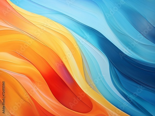 Abstract painting in cool colors with futuristic fabrics waves