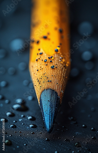 Pencil close-up on a dark background, studio lighting.