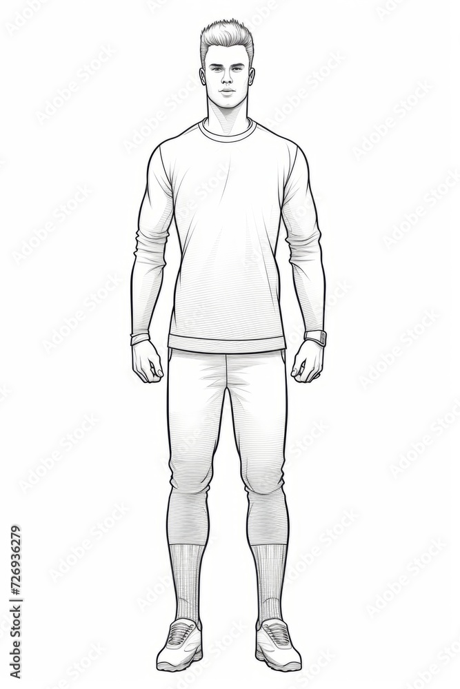 Fototapeta premium Drawing of a Man in a White Shirt and Pants