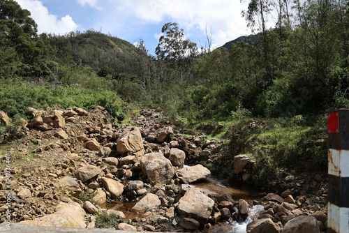 top view of stream in a rocky terrain
