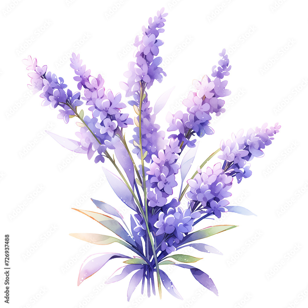 beautiful watercolour of Lavender isolated on transparent background