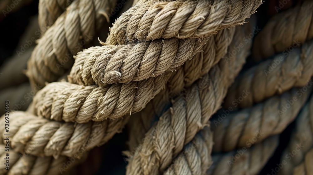 Closeup of old thick nautical rope. Heavy strong ropes background. Closeup of old thick nautical rope. Heavy strong ropes background.