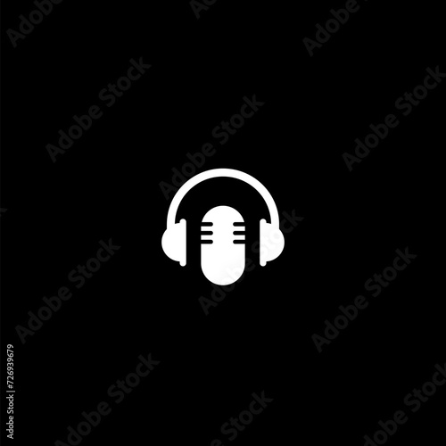 Podcast logo design icon isolated on dark background