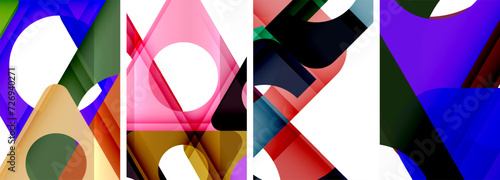 Abstract background set, showcasing a dynamic interplay of triangles. Fusion of modern design and geometric allure