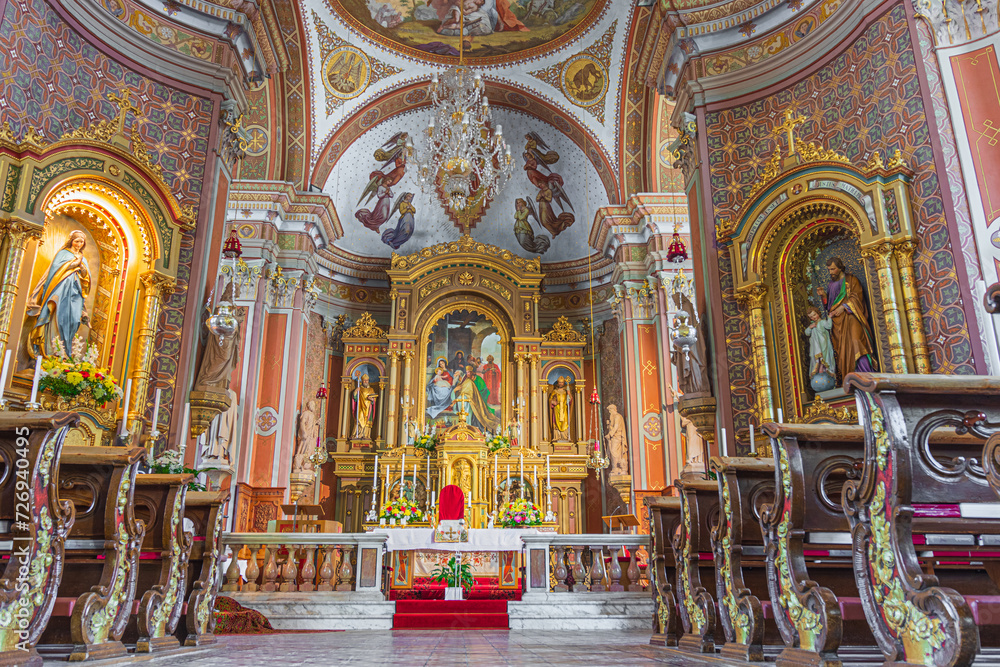 High altar of Parish Church of Saint Ulrich in Ortisei. South Tyrol, Italy