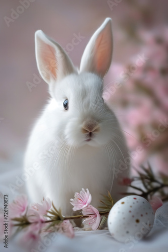 Bunny with Easter eggs in pastel colors