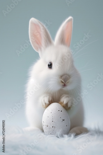 Bunny with Easter eggs in pastel colors