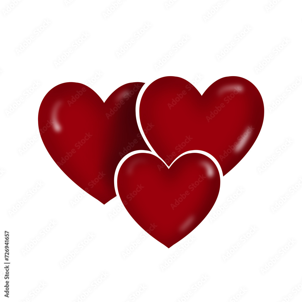 Heart - Three red heart -  Valentine day