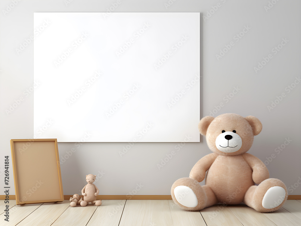 Fluffy brown teddy bear with a blank sign with space for copy,Generative Ai Fluffy brown teddy bear with a blank sign with space for copy,Generative Ai