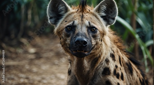 Closeup of a hyena on the jungle from Generative AI