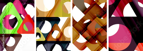 Abstract background set featuring captivating triangles. Harmonious blend of geometry and style, these designs bring modern flair