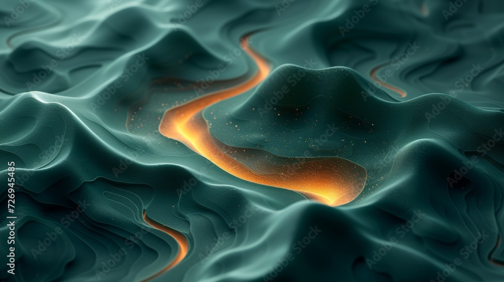Obraz premium Abstract 3d rendering of wavy surface. Futuristic background with dynamic waves. - Generative AI