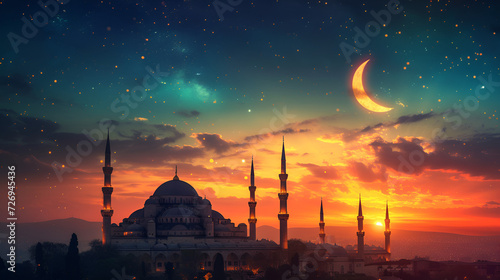 Ramadan Kareem background, generative ai