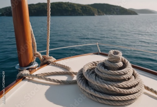 Luxury yacht tackle during the ocean voyage