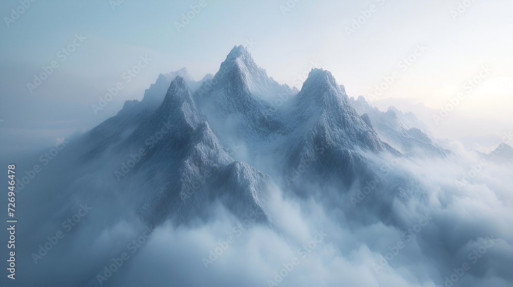 mountain landscape in the clouds, generative ai