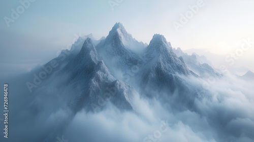mountain landscape in the clouds, generative ai