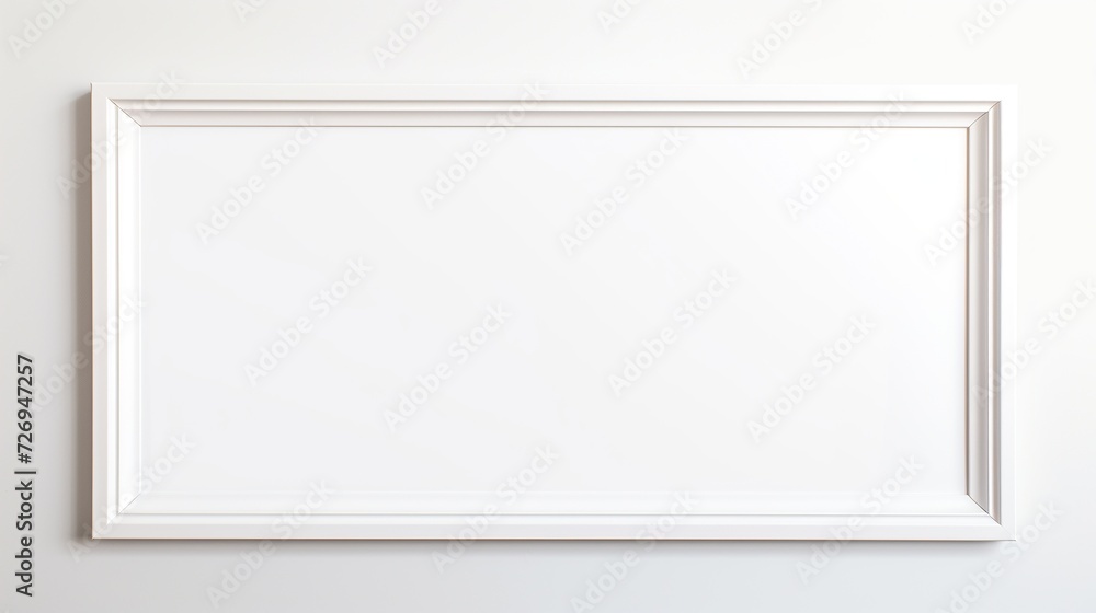 Blank white wooden photo frame white background. Interior decoration of the room. Blank white wooden photo frame white background. Interior decoration of the room.