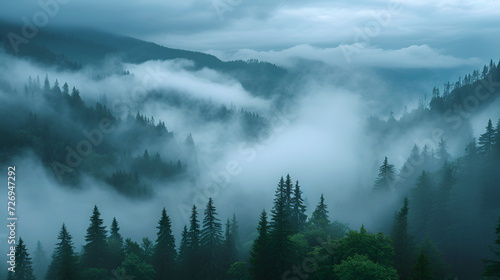 mountain landscape in the clouds, generative ai © Saleem