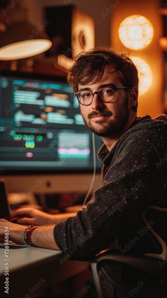 Man sitting at a desk with a laptop