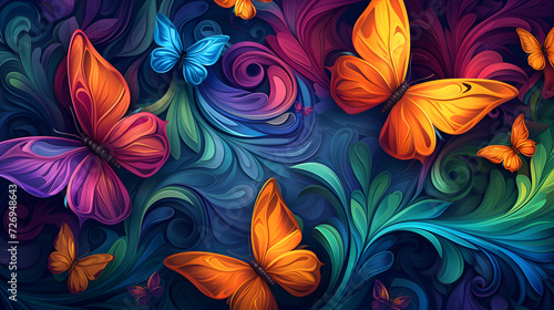 abstract colorful butterflies background