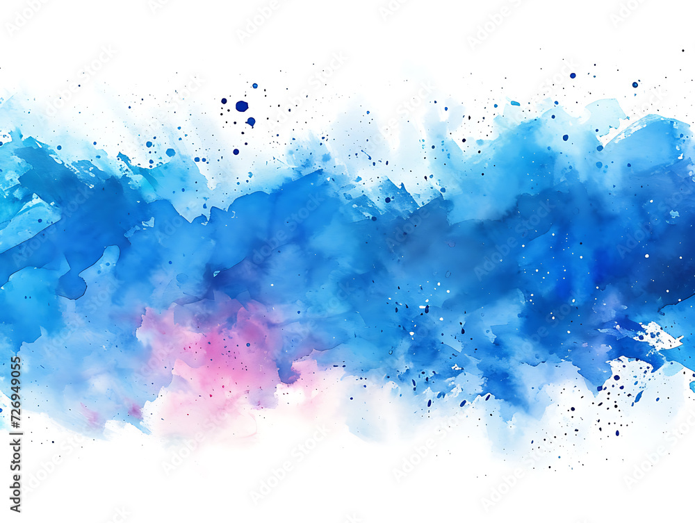 Abstract conceptual blue and slightly purple watercolor effect isolated on a white background. Created with Generative AI.