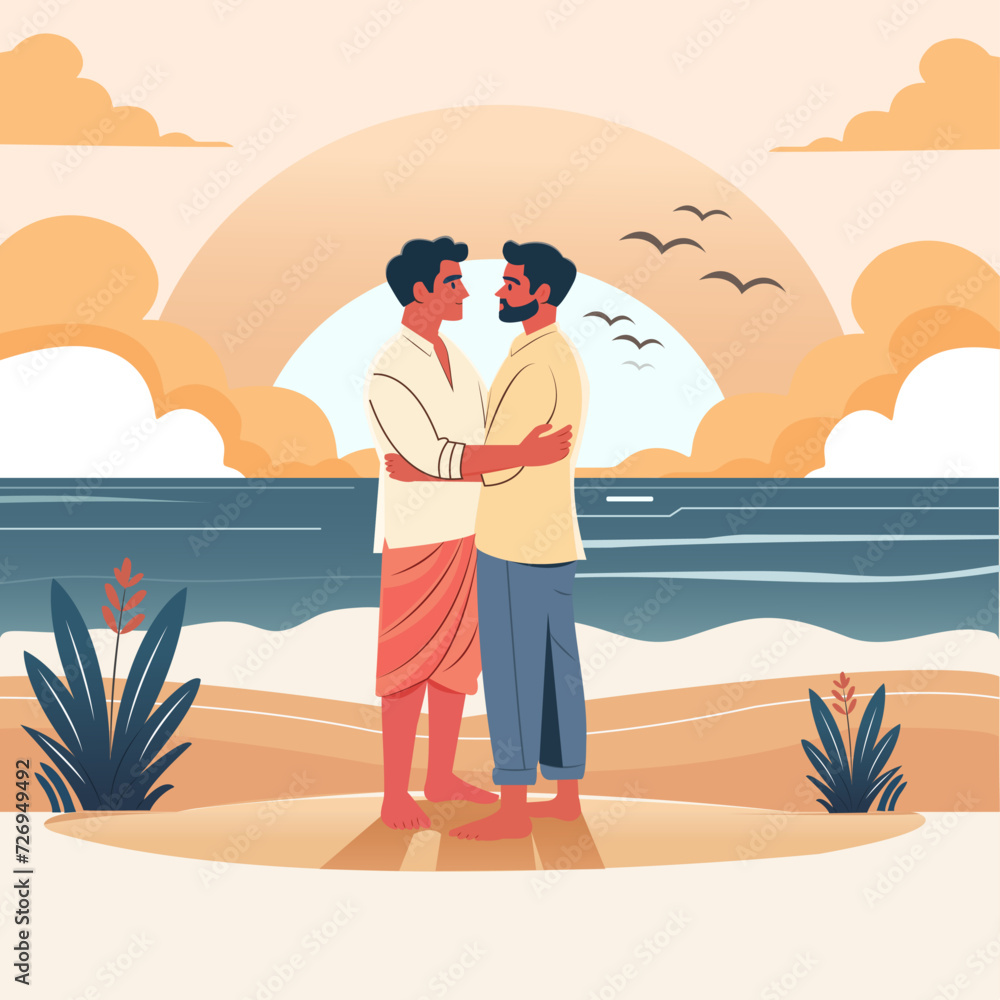 Indian gay couple on the beach