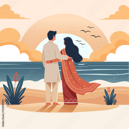 Indian couple on the beach