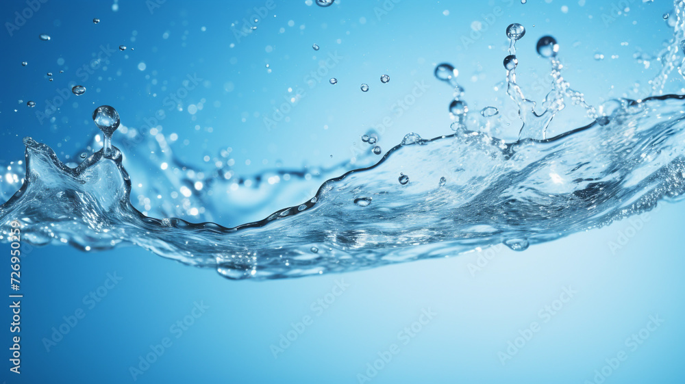 water splashes and drops on light blue background water splashes and drops on light blue background