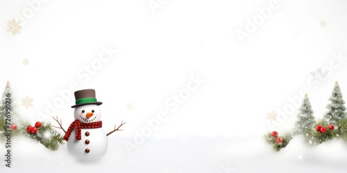 Snowman with Christmas decoration on white background. © Voilla
