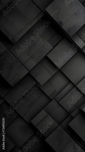 black abstract wallpaper, monochrome design, neat symmetrical pattern, parallelogram tiles