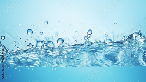 water splashes and drops on light blue background