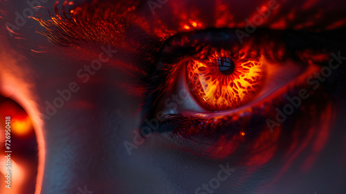 red monster night eyes closeup, generative ai © Saleem