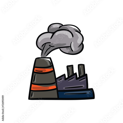 Smoke from factories pollutes the environment