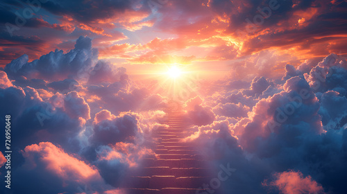 Stairway to Heaven.Stairs in sky.generative ai